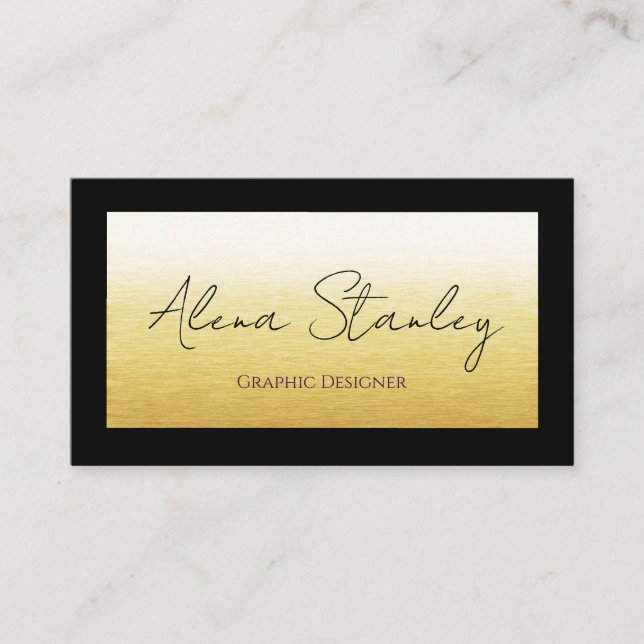 Gold Black Minimalist  Business Card (Front)