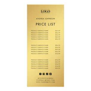 Gold & Black Minimalist Logo Service Price List Rack Card