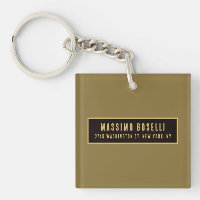 Gold & Black Minimalist Professional Modern Key Ring (Front)