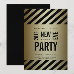Gold Black Modern 2013 New Years Party Invitation