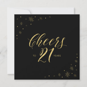 Gold & Black   Modern 21st Birthday Party Square Invitation