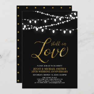 Gold & Black Modern 50th Wedding Anniversary Invitation
