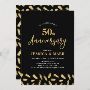 Gold & Black   Modern 50th Wedding Anniversary Invitation