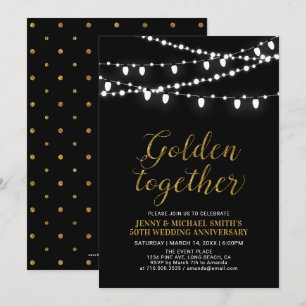 Gold & Black   Modern 50th Wedding Anniversary Invitation