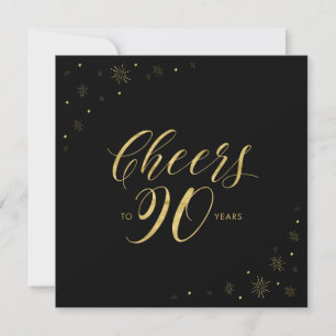 Gold & Black Modern 90th Birthday Party Square Invitation