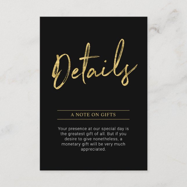 Gold & Black Modern Adult Birthday Party Insert (Front)