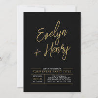 Gold & Black Modern All Occassion Party Event Invi