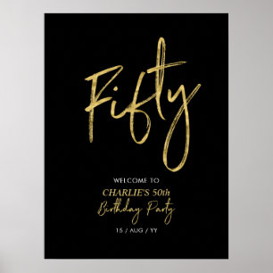 Gold & Black Modern Birthday Party Welcome Poster