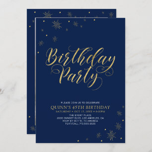 Gold & Black   Modern Chic 45th Birthday Party Invitation