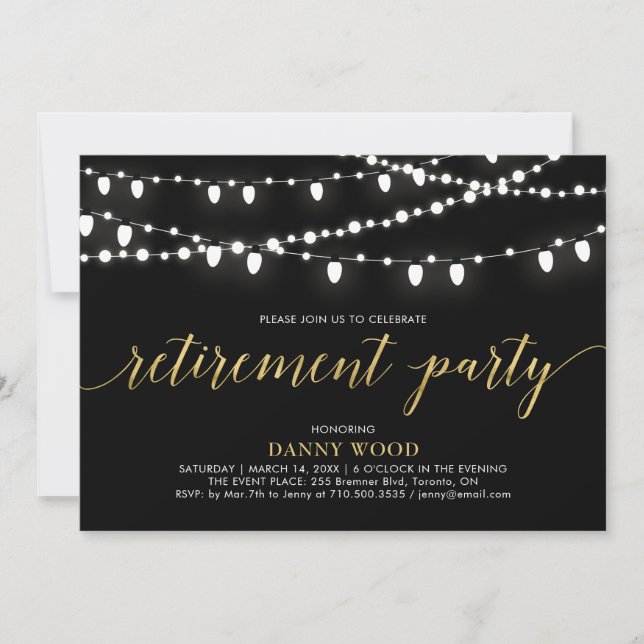 Gold & Black | Modern Chic Retirement Party Invitation (Front)