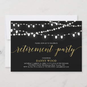 Gold & Black   Modern Chic Retirement Party Invitation