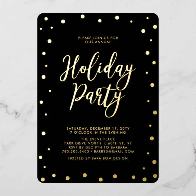 Gold & Black Modern Christmas Holiday Party (Front)
