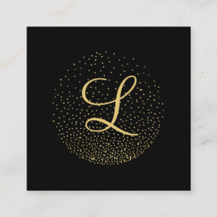 Gold & Black   Modern Circle Monogram Professional Square Business Card