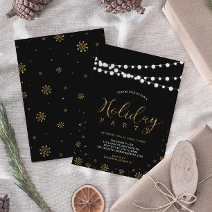 Gold & Black   Modern Corporate Holiday Party Invitation