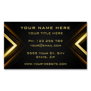Gold Black Modern Design Business Card Magnet