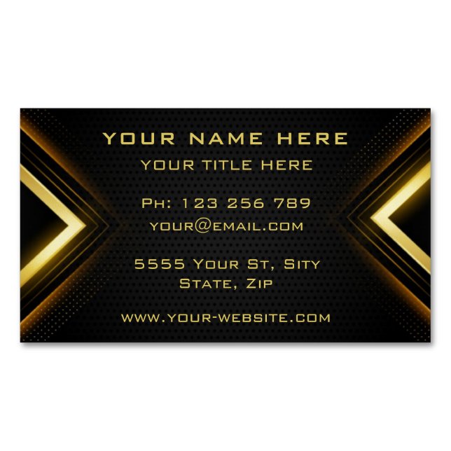 Gold Black Modern Design Business Card Magnet (Front)