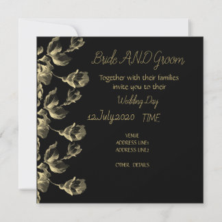 Gold black modern elegant wedding invitation
