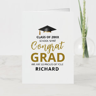 Gold & Black   Modern Graduation Custom Gift Foil Greeting Card