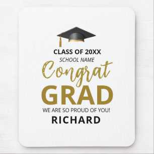 Gold & Black Modern Graduation Custom Gift Mouse Pad