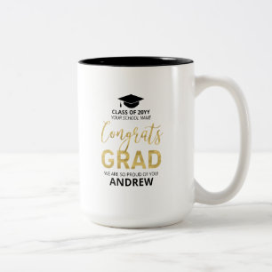 Gold & Black Modern Graduation Custom Gift Two-Tone Coffee Mug