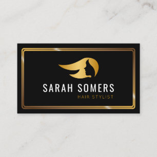 Gold & Black Modern Hair Stylist Business Card