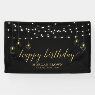 Gold & Black Modern Happy Birthday Banner