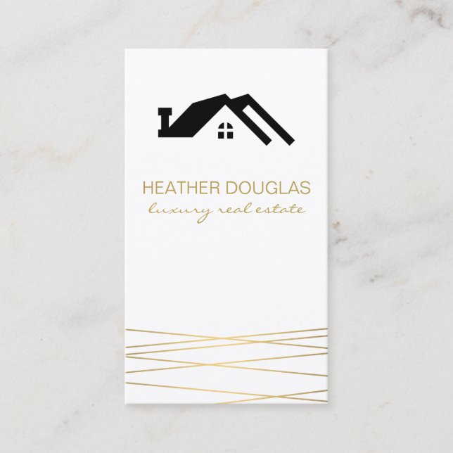 Gold Black Modern | Luxury Real Estate Business Card (Front)