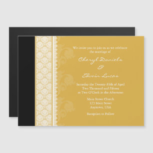 Gold Black Modern Magnetic Wedding Invitation