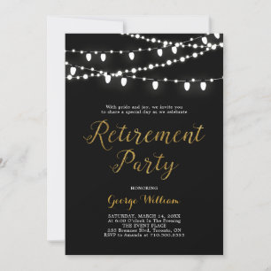 Gold & Black   Modern Retirement Party Invitation