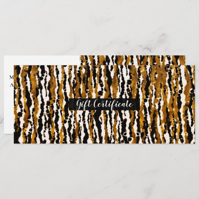 Gold & Black Modern Safari Rain Gift Certificate Invitation (Front/Back)