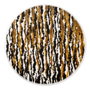 Gold & Black Modern Safari Rain Jungle Glam Ceramic Knob