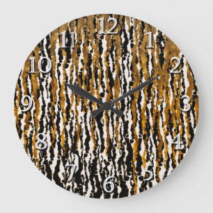 Gold & Black Modern Safari Rain Jungle Glam Large Clock