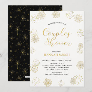 Gold & Black Modern Stylish Couples Wedding Shower Invitation