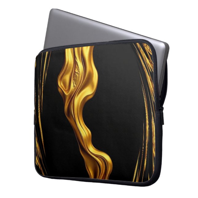 Gold Black Monochrome Christian Achempong Swirl  Laptop Sleeve (Front Left)