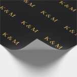 Gold Black Monogram Initials Bride Groom Wedding Wrapping Paper<br><div class="desc">Designed with text template for monogrammed initials which you can customise! You may also change the colours as you wish.</div>