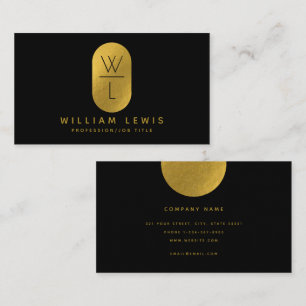 Gold & Black Monogram Modern Minimalist Business Card