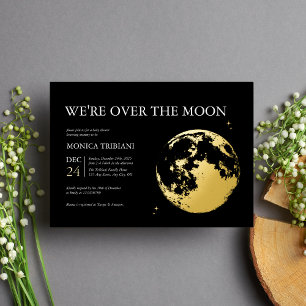 Gold Black Moon Lunar Celestial Modern Baby Shower