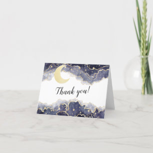 Gold black moon night baby shower thank you card