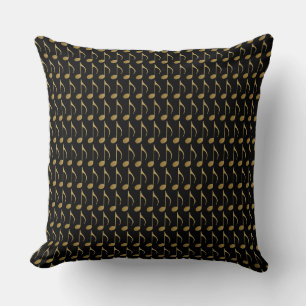 gold & black music notes cushion
