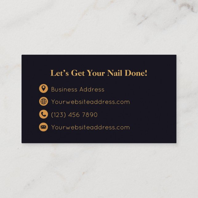 Gold Black Nail Tech  Business Card (Back)