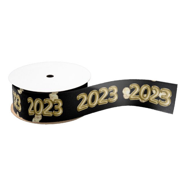 Gold Black New Years | Diamond Glitter Confetti Grosgrain Ribbon (Spool)