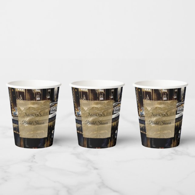 Gold black Night Club Party Bridal Shower  Paper Cups (Multi)