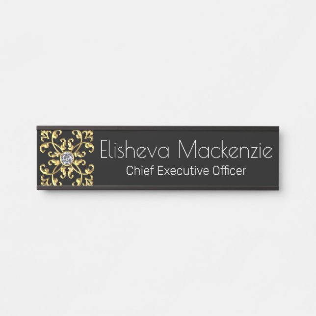 Gold Black Office Door Sign Signs  Name Plate (Front)