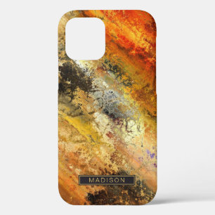 Gold Black Orange Abstract Pattern Personalised iPhone 12 Case