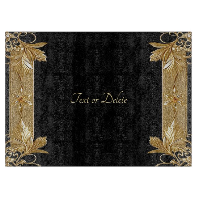 Gold Black Ornate Floral Cutting Board (Front)