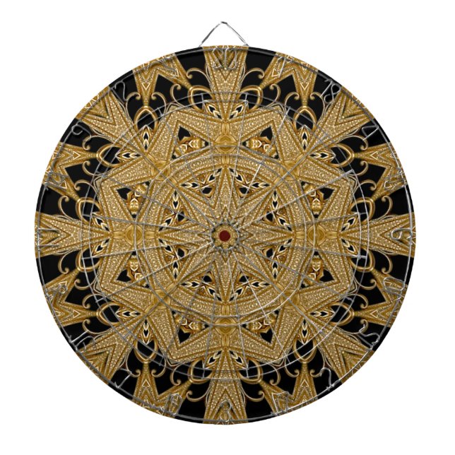 Gold Black Ornate Floral Dartboard (Front)