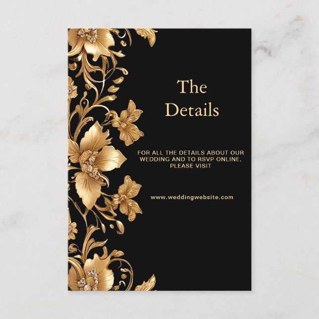 Gold Black Ornate Floral Detail Enclosure Card (Front)
