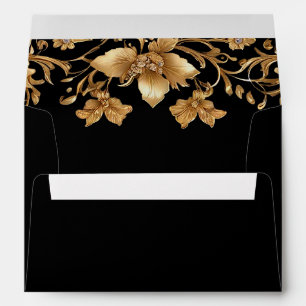 Gold Black Ornate Floral Envelope