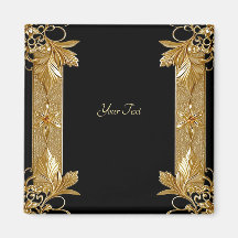 Gold Black Ornate Floral Magnet