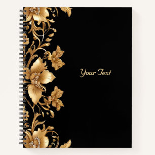 Gold Black Ornate Floral Notebook